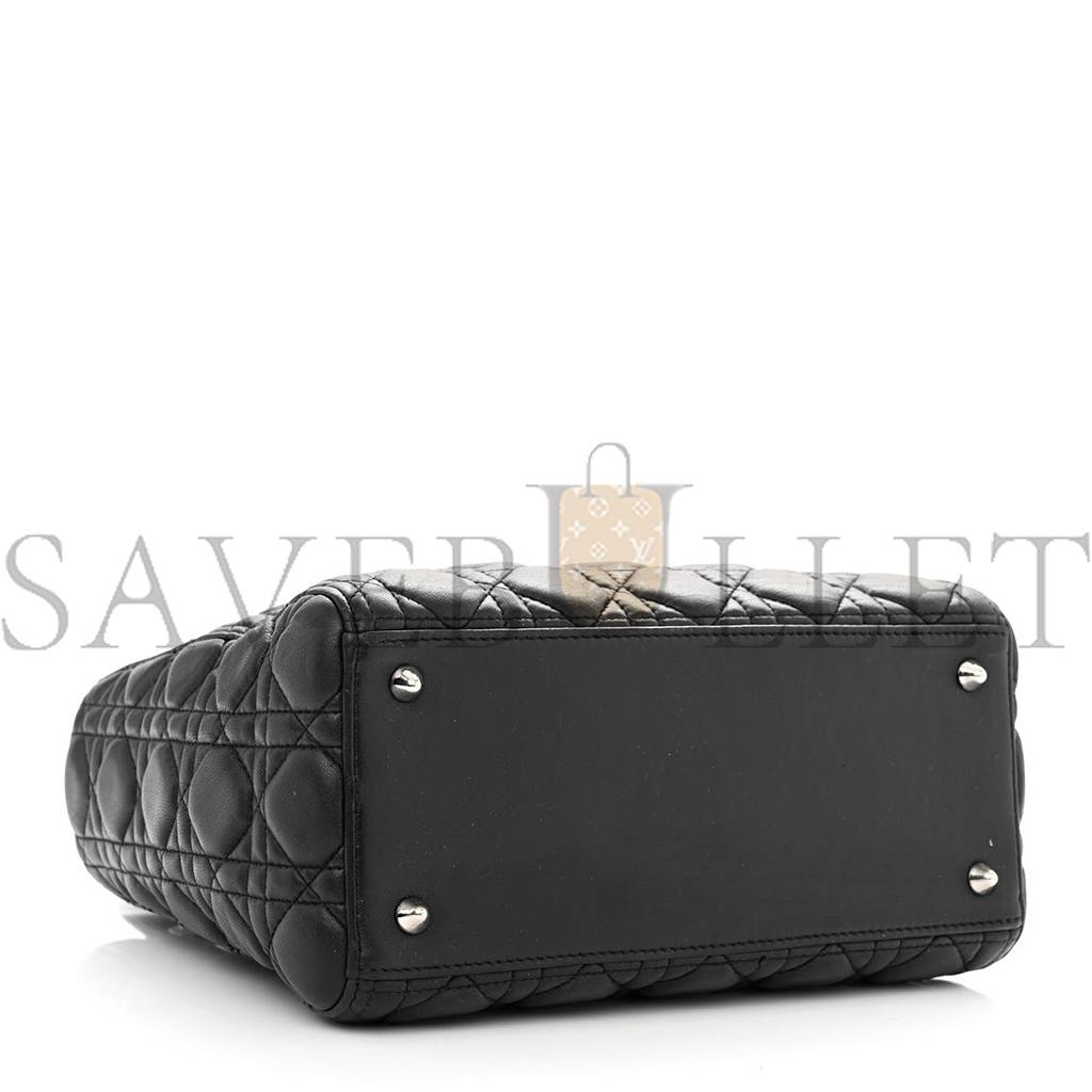 DIOR LAMBSKIN CANNAGE MEDIUM LADY DIOR BLACK (23*20*11.4cm)