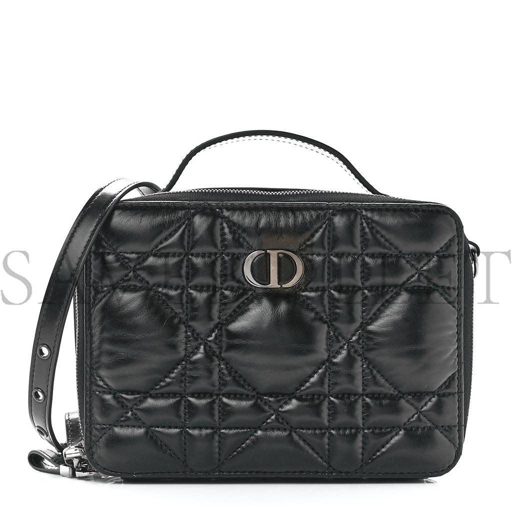 DIOR CALFSKIN MACRO-CANNAGE CARO BOX BAG BLACK (20*11*5.1cm)