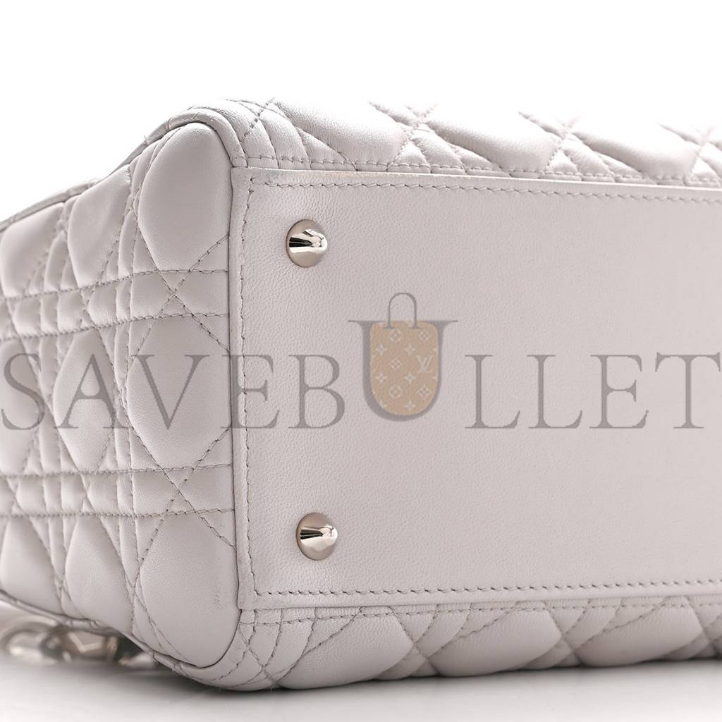 DIOR LAMBSKIN CANNAGE MEDIUM LADY DIOR GREY (23*20*11.4cm)