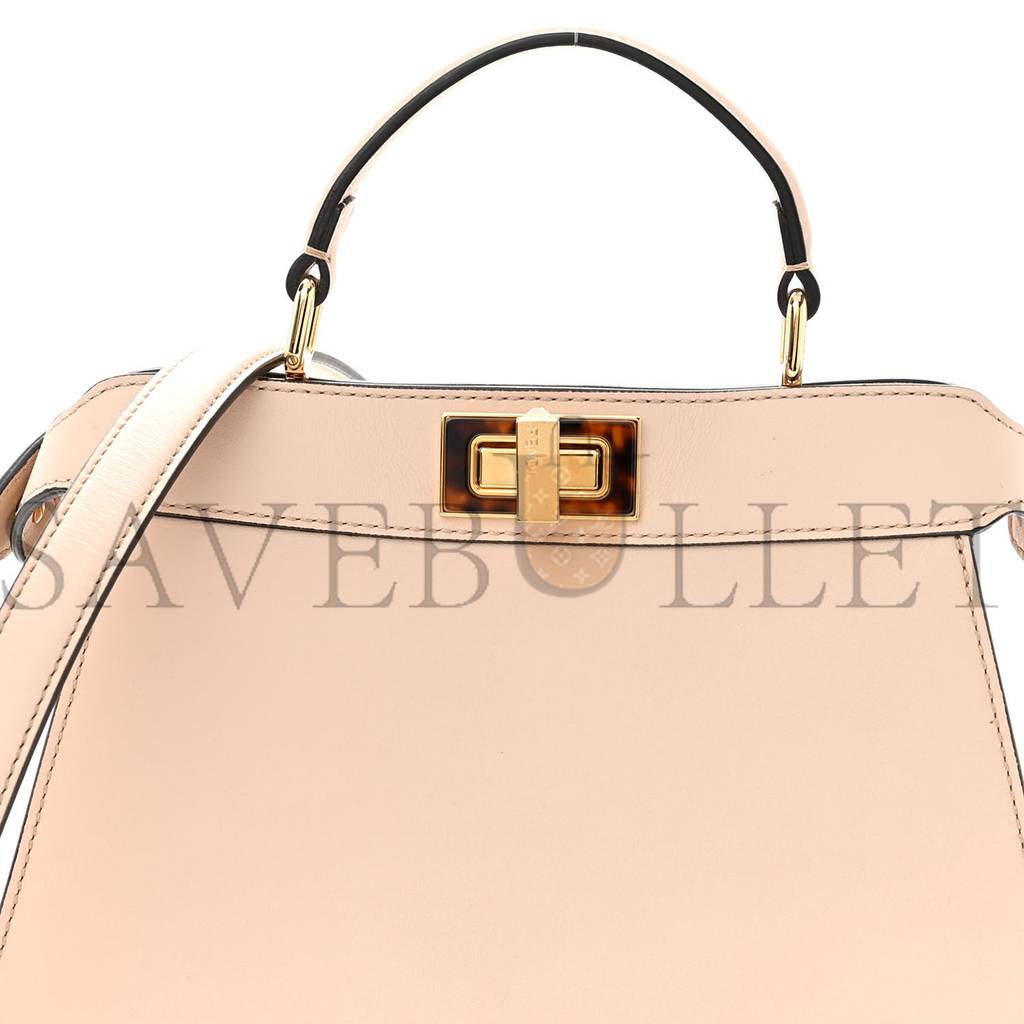 FENDI VITELLO SETA SHINY NAPPA PLEXIGLASS SMALL PEEKABOO I SEE U SATCHEL POUDRE (27*20*10cm)