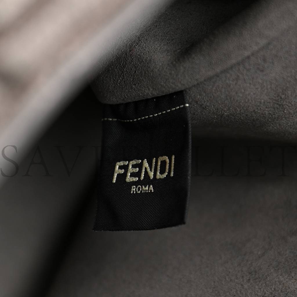 FENDI CHENILLE VITELLO SETA PLEXIGLASS FF FENDI O&#X27;LOCK ZIPPER ANTHRACITE ASFALTO (35*23*14cm)