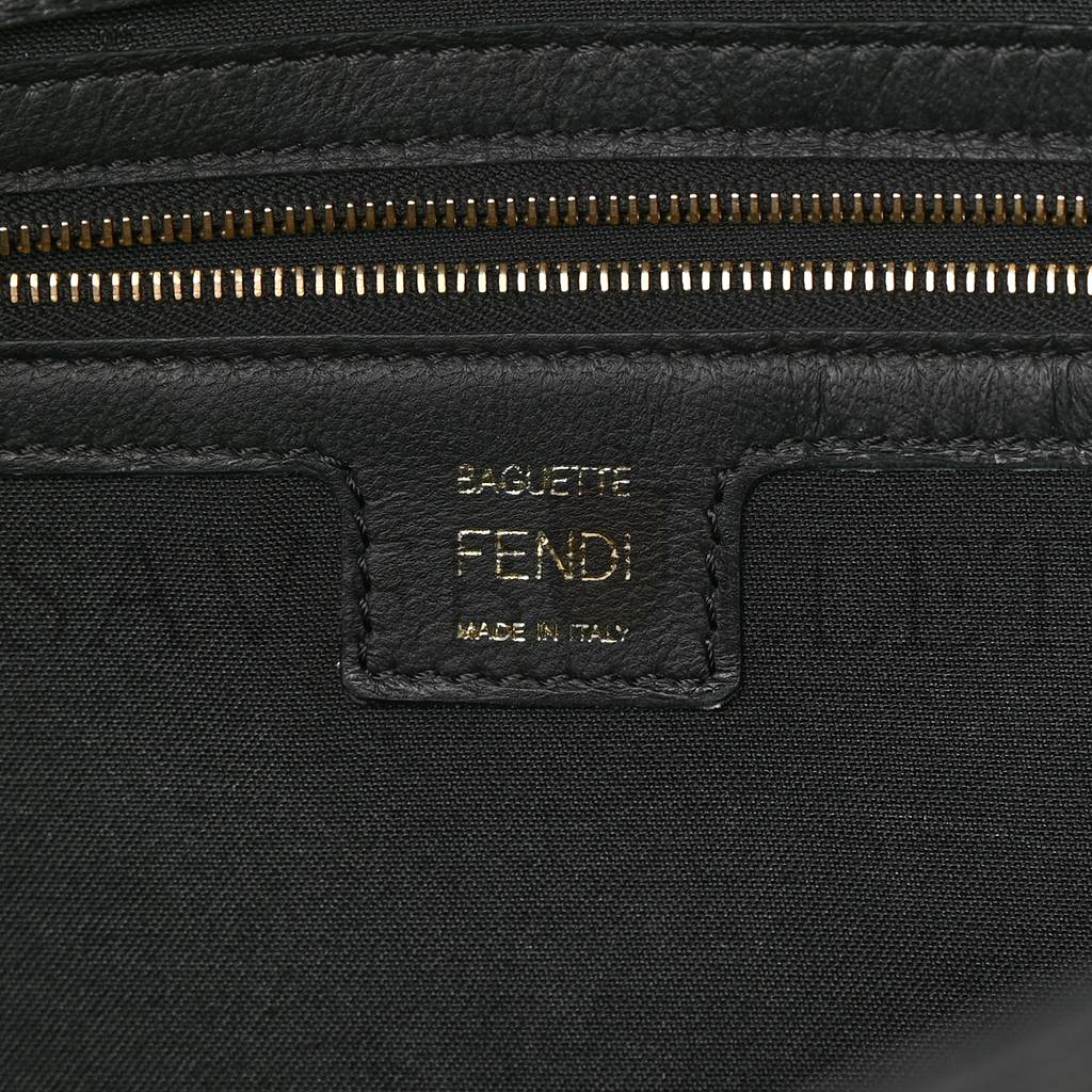 FENDI NAPPA FF 1974 EMBOSSED LARGE BAGUETTE BLACK (32*20*6cm)