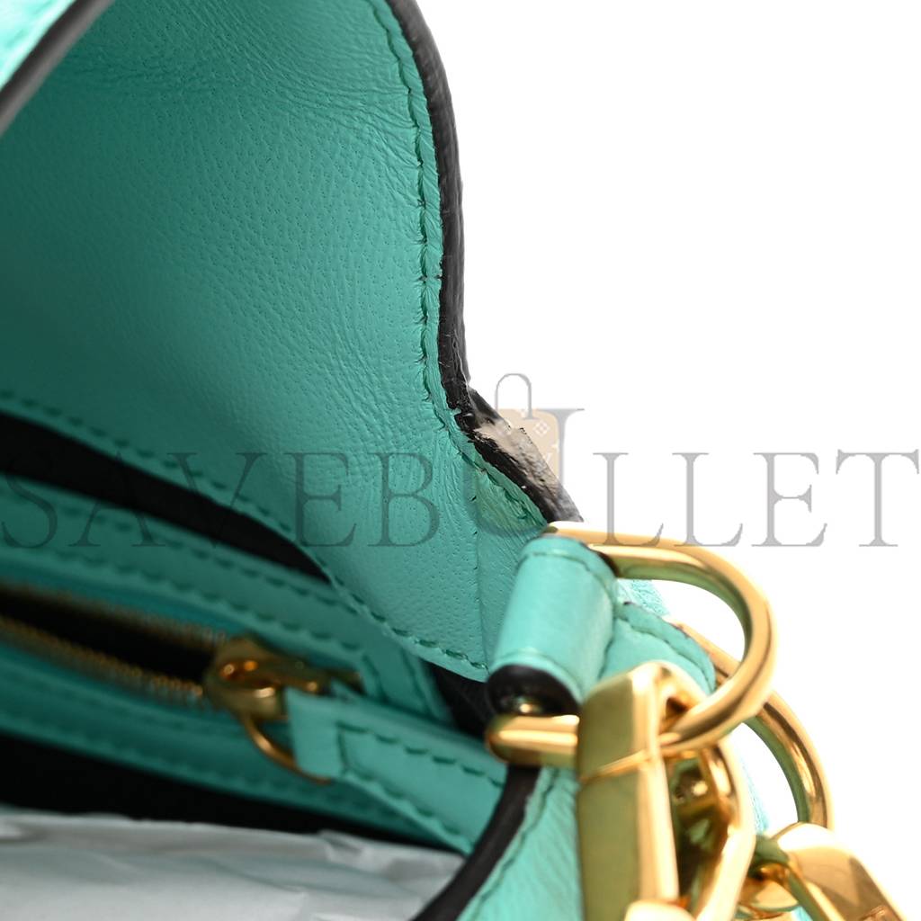 FENDI NAPPA FF 1974 EMBOSSED BAGUETTE SPRING TURQUOISE (27*15*5cm)